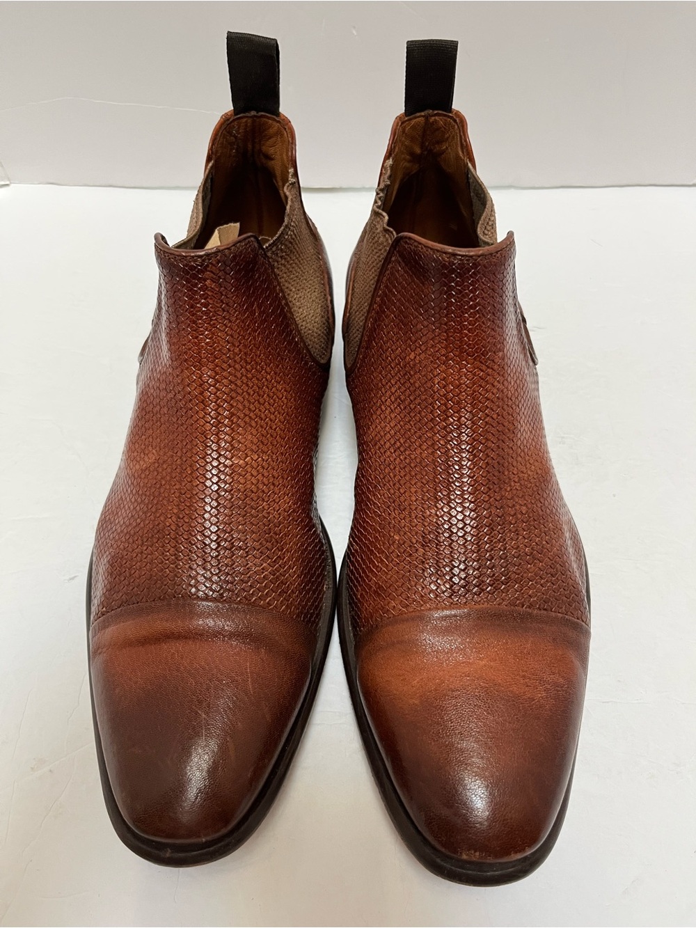 ALITTO Italy Men’s Woven Cap-Toe Chelsea Boots Sz 41 US 8 Rare - READ